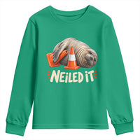 Funny Neil The Seal Nailed It Meme Youth Sweatshirt Cute Chaotic Viral Elephant Seal Traffic Cone Pun