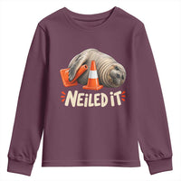 Funny Neil The Seal Nailed It Meme Youth Sweatshirt Cute Chaotic Viral Elephant Seal Traffic Cone Pun