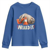 Funny Neil The Seal Nailed It Meme Youth Sweatshirt Cute Chaotic Viral Elephant Seal Traffic Cone Pun