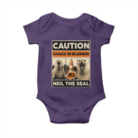 Retro Neil the Seal Caution Chaos in Blubber Baby Onesie Funny Viral Chaotic Elephant Seal Traffic Cone Meme