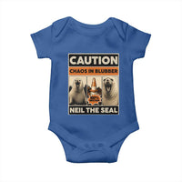 Retro Neil the Seal Caution Chaos in Blubber Baby Onesie Funny Viral Chaotic Elephant Seal Traffic Cone Meme