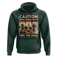 Retro Neil the Seal Caution Chaos in Blubber Hoodie Funny Viral Chaotic Elephant Seal Traffic Cone Meme