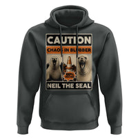 Retro Neil the Seal Caution Chaos in Blubber Hoodie Funny Viral Chaotic Elephant Seal Traffic Cone Meme