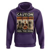 Retro Neil the Seal Caution Chaos in Blubber Hoodie Funny Viral Chaotic Elephant Seal Traffic Cone Meme