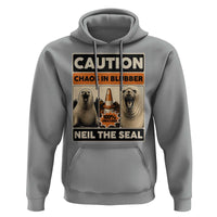 Retro Neil the Seal Caution Chaos in Blubber Hoodie Funny Viral Chaotic Elephant Seal Traffic Cone Meme