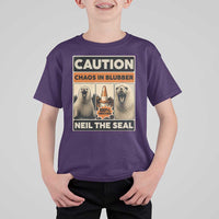 Retro Neil the Seal Caution Chaos in Blubber T Shirt For Kid Funny Viral Chaotic Elephant Seal Traffic Cone Meme