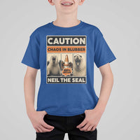 Retro Neil the Seal Caution Chaos in Blubber T Shirt For Kid Funny Viral Chaotic Elephant Seal Traffic Cone Meme