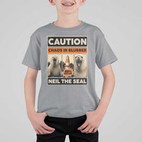 Retro Neil the Seal Caution Chaos in Blubber T Shirt For Kid Funny Viral Chaotic Elephant Seal Traffic Cone Meme