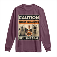 Retro Neil the Seal Caution Chaos in Blubber Long Sleeve Shirt Funny Viral Chaotic Elephant Seal Traffic Cone Meme
