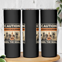 Retro Neil the Seal Caution Chaos in Blubber Skinny Tumbler Funny Viral Chaotic Elephant Seal Traffic Cone Meme