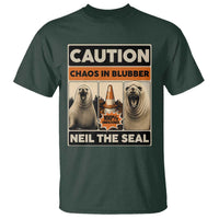 Retro Neil the Seal Caution Chaos in Blubber T Shirt Funny Viral Chaotic Elephant Seal Traffic Cone Meme