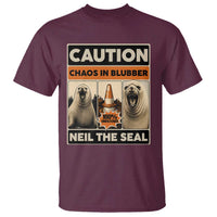 Retro Neil the Seal Caution Chaos in Blubber T Shirt Funny Viral Chaotic Elephant Seal Traffic Cone Meme
