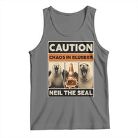 Retro Neil the Seal Caution Chaos in Blubber Tank Top Funny Viral Chaotic Elephant Seal Traffic Cone Meme