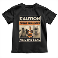 Retro Neil the Seal Caution Chaos in Blubber Toddler T Shirt Funny Viral Chaotic Elephant Seal Traffic Cone Meme