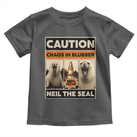 Retro Neil the Seal Caution Chaos in Blubber Toddler T Shirt Funny Viral Chaotic Elephant Seal Traffic Cone Meme
