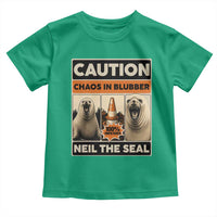 Retro Neil the Seal Caution Chaos in Blubber Toddler T Shirt Funny Viral Chaotic Elephant Seal Traffic Cone Meme