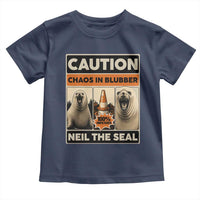 Retro Neil the Seal Caution Chaos in Blubber Toddler T Shirt Funny Viral Chaotic Elephant Seal Traffic Cone Meme