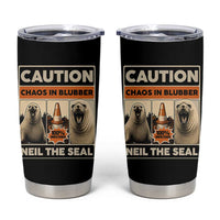 Retro Neil the Seal Caution Chaos in Blubber Tumbler Cup Funny Viral Chaotic Elephant Seal Traffic Cone Meme