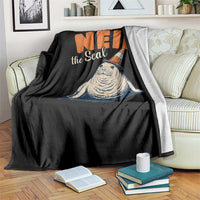 Vintage Neil the Seal Wearing Traffic Cone Hat Meme Throw Blanket Cute Retro Viral Chaotic Southern Elephant Seal