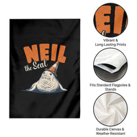 Vintage Neil the Seal Wearing Traffic Cone Hat Meme Garden Flag Cute Retro Viral Chaotic Southern Elephant Seal