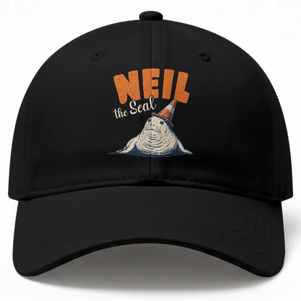Vintage Neil the Seal Wearing Traffic Cone Hat Meme Baseball Cap Cute Retro Viral Chaotic Southern Elephant Seal