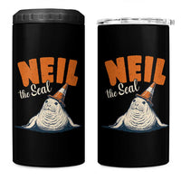 Vintage Neil the Seal Wearing Traffic Cone Hat Meme 4 in 1 Can Cooler Tumbler Cute Retro Viral Chaotic Southern Elephant Seal