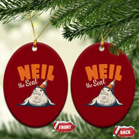 Vintage Neil the Seal Wearing Traffic Cone Hat Meme Ceramic Ornament Cute Retro Viral Chaotic Southern Elephant Seal