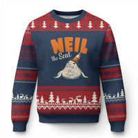Vintage Neil the Seal Wearing Traffic Cone Hat Meme Ugly Christmas Sweater Cute Retro Viral Chaotic Southern Elephant Seal