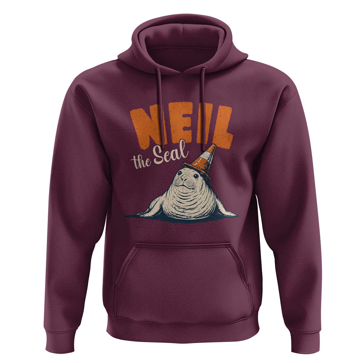 Vintage Neil the Seal Wearing Traffic Cone Hat Meme Hoodie Cute Retro Viral Chaotic Southern Elephant Seal
