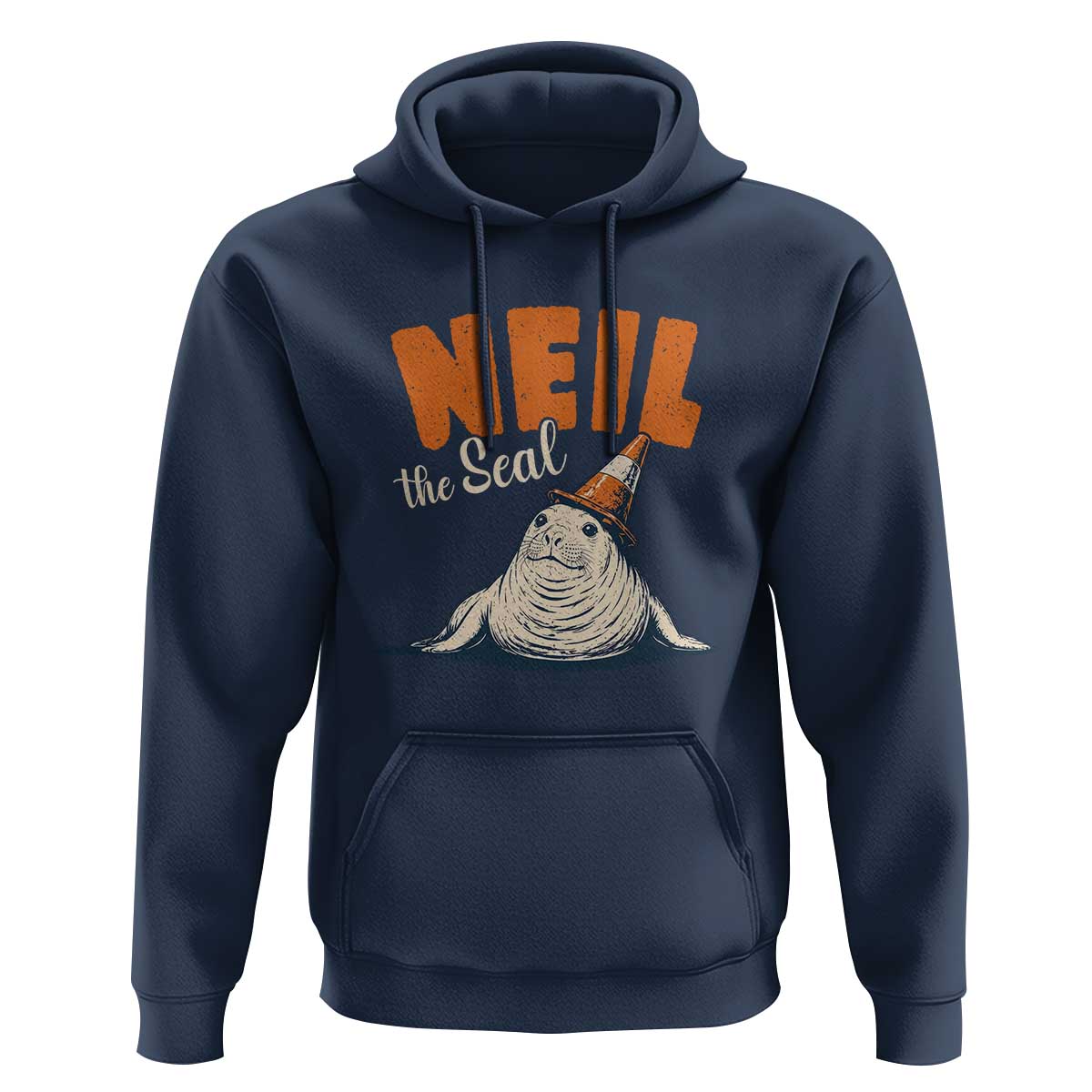 Vintage Neil the Seal Wearing Traffic Cone Hat Meme Hoodie Cute Retro Viral Chaotic Southern Elephant Seal