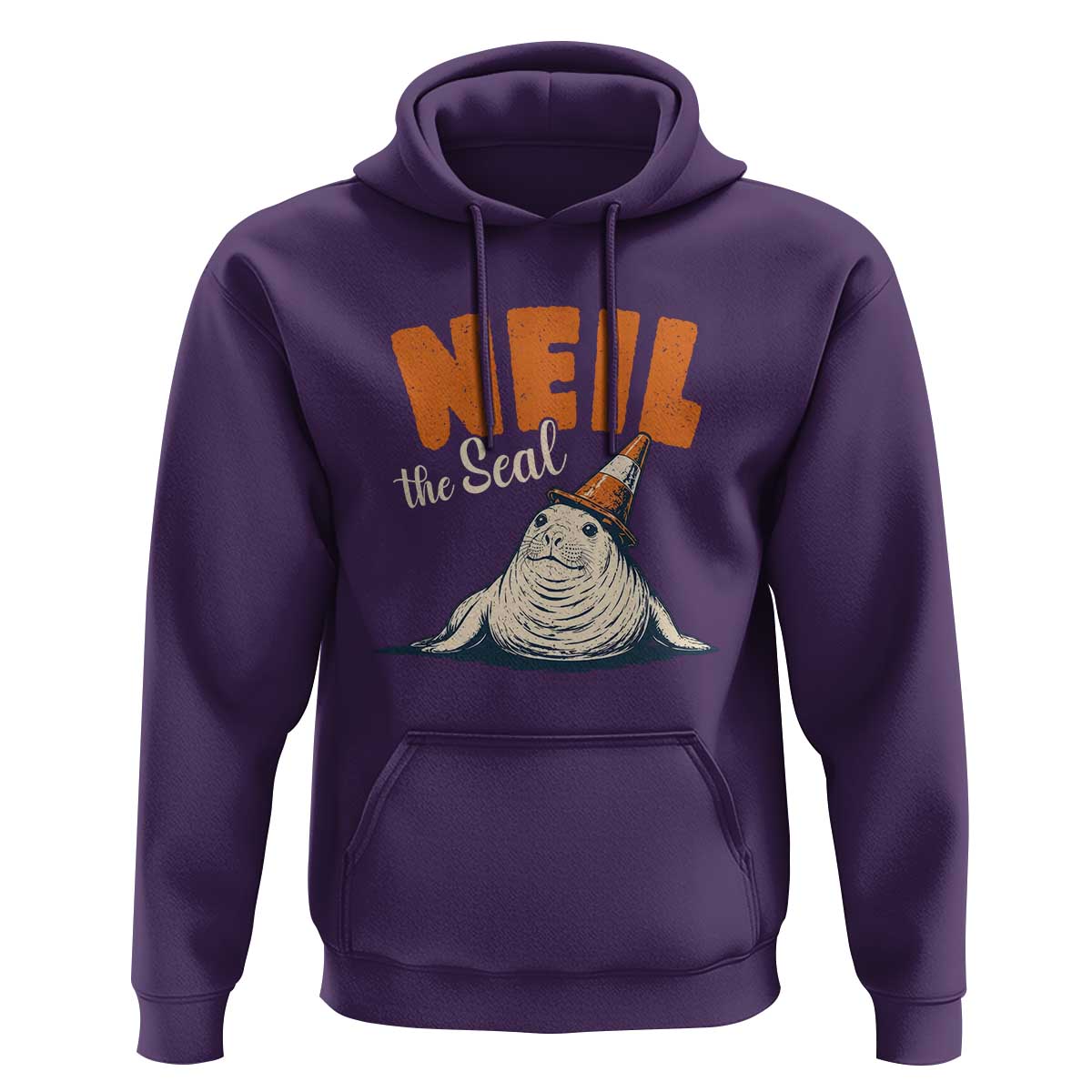 Vintage Neil the Seal Wearing Traffic Cone Hat Meme Hoodie Cute Retro Viral Chaotic Southern Elephant Seal