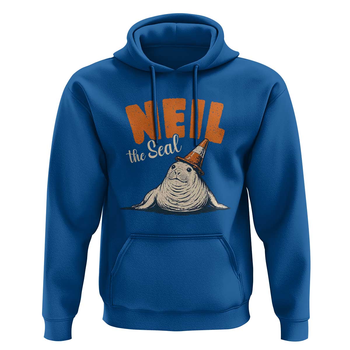 Vintage Neil the Seal Wearing Traffic Cone Hat Meme Hoodie Cute Retro Viral Chaotic Southern Elephant Seal