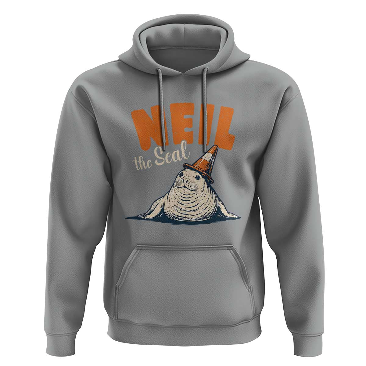 Vintage Neil the Seal Wearing Traffic Cone Hat Meme Hoodie Cute Retro Viral Chaotic Southern Elephant Seal