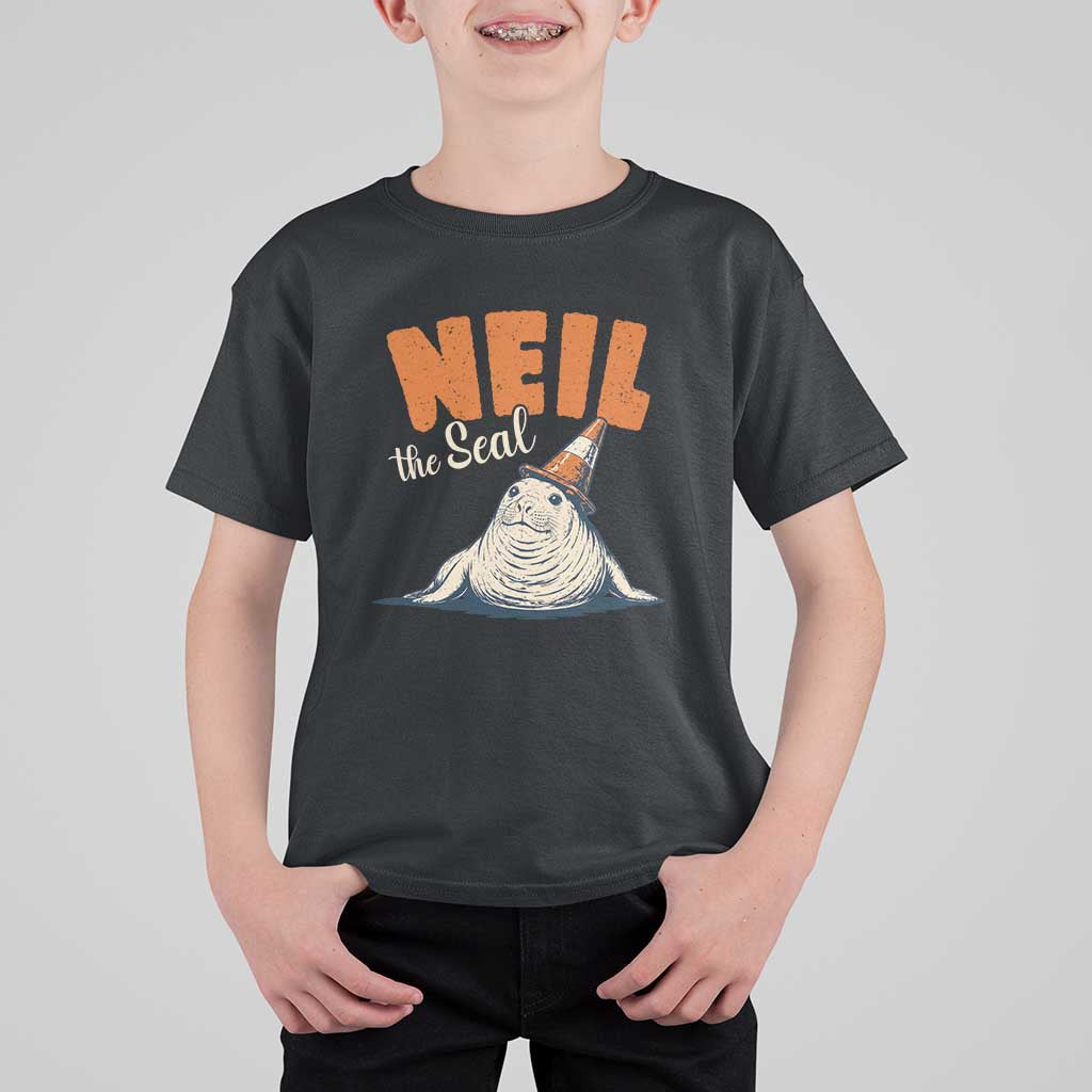 Vintage Neil the Seal Wearing Traffic Cone Hat Meme T Shirt For Kid Cute Retro Viral Chaotic Southern Elephant Seal