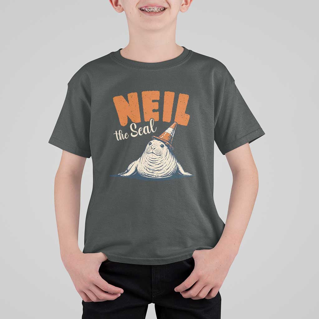Vintage Neil the Seal Wearing Traffic Cone Hat Meme T Shirt For Kid Cute Retro Viral Chaotic Southern Elephant Seal