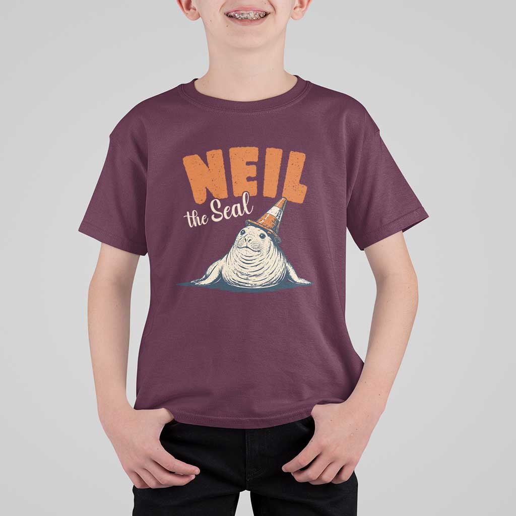 Vintage Neil the Seal Wearing Traffic Cone Hat Meme T Shirt For Kid Cute Retro Viral Chaotic Southern Elephant Seal