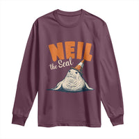 Vintage Neil the Seal Wearing Traffic Cone Hat Meme Long Sleeve Shirt Cute Retro Viral Chaotic Southern Elephant Seal