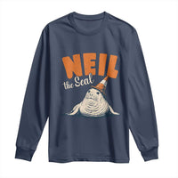 Vintage Neil the Seal Wearing Traffic Cone Hat Meme Long Sleeve Shirt Cute Retro Viral Chaotic Southern Elephant Seal