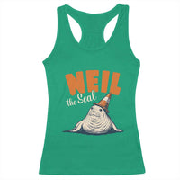 Vintage Neil the Seal Wearing Traffic Cone Hat Meme Racerback Tank Top Cute Retro Viral Chaotic Southern Elephant Seal