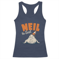 Vintage Neil the Seal Wearing Traffic Cone Hat Meme Racerback Tank Top Cute Retro Viral Chaotic Southern Elephant Seal