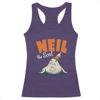 Vintage Neil the Seal Wearing Traffic Cone Hat Meme Racerback Tank Top Cute Retro Viral Chaotic Southern Elephant Seal