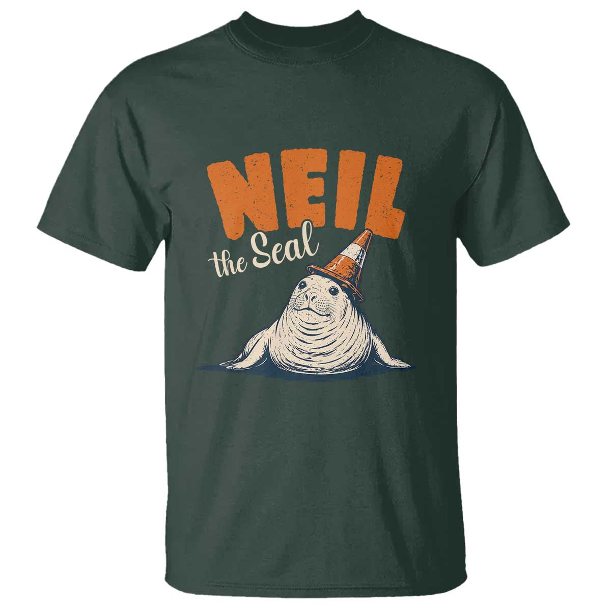 Vintage Neil the Seal Wearing Traffic Cone Hat Meme T Shirt Cute Retro Viral Chaotic Southern Elephant Seal