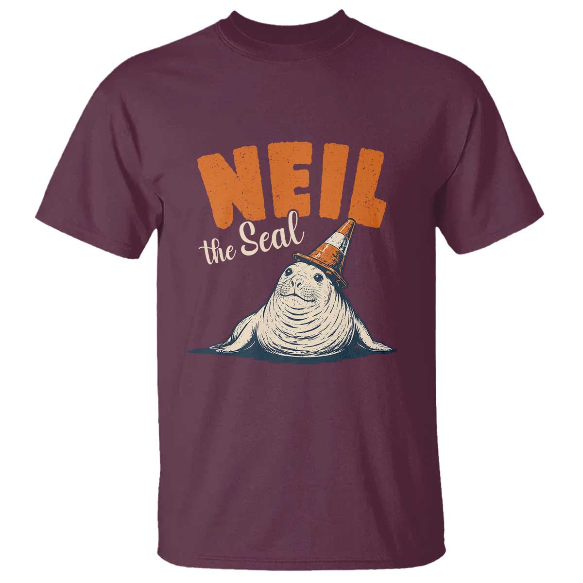 Vintage Neil the Seal Wearing Traffic Cone Hat Meme T Shirt Cute Retro Viral Chaotic Southern Elephant Seal