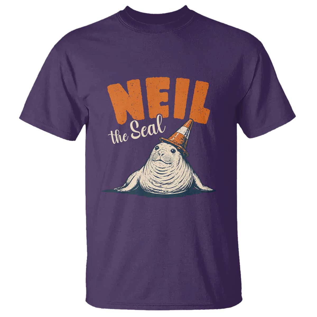 Vintage Neil the Seal Wearing Traffic Cone Hat Meme T Shirt Cute Retro Viral Chaotic Southern Elephant Seal