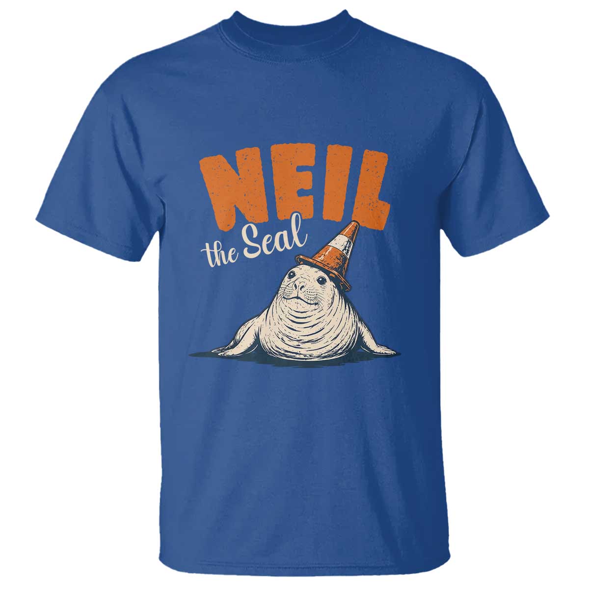 Vintage Neil the Seal Wearing Traffic Cone Hat Meme T Shirt Cute Retro Viral Chaotic Southern Elephant Seal