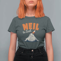 Vintage Neil the Seal Wearing Traffic Cone Hat Meme T Shirt For Women Cute Retro Viral Chaotic Southern Elephant Seal