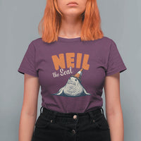 Vintage Neil the Seal Wearing Traffic Cone Hat Meme T Shirt For Women Cute Retro Viral Chaotic Southern Elephant Seal