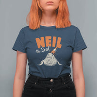 Vintage Neil the Seal Wearing Traffic Cone Hat Meme T Shirt For Women Cute Retro Viral Chaotic Southern Elephant Seal