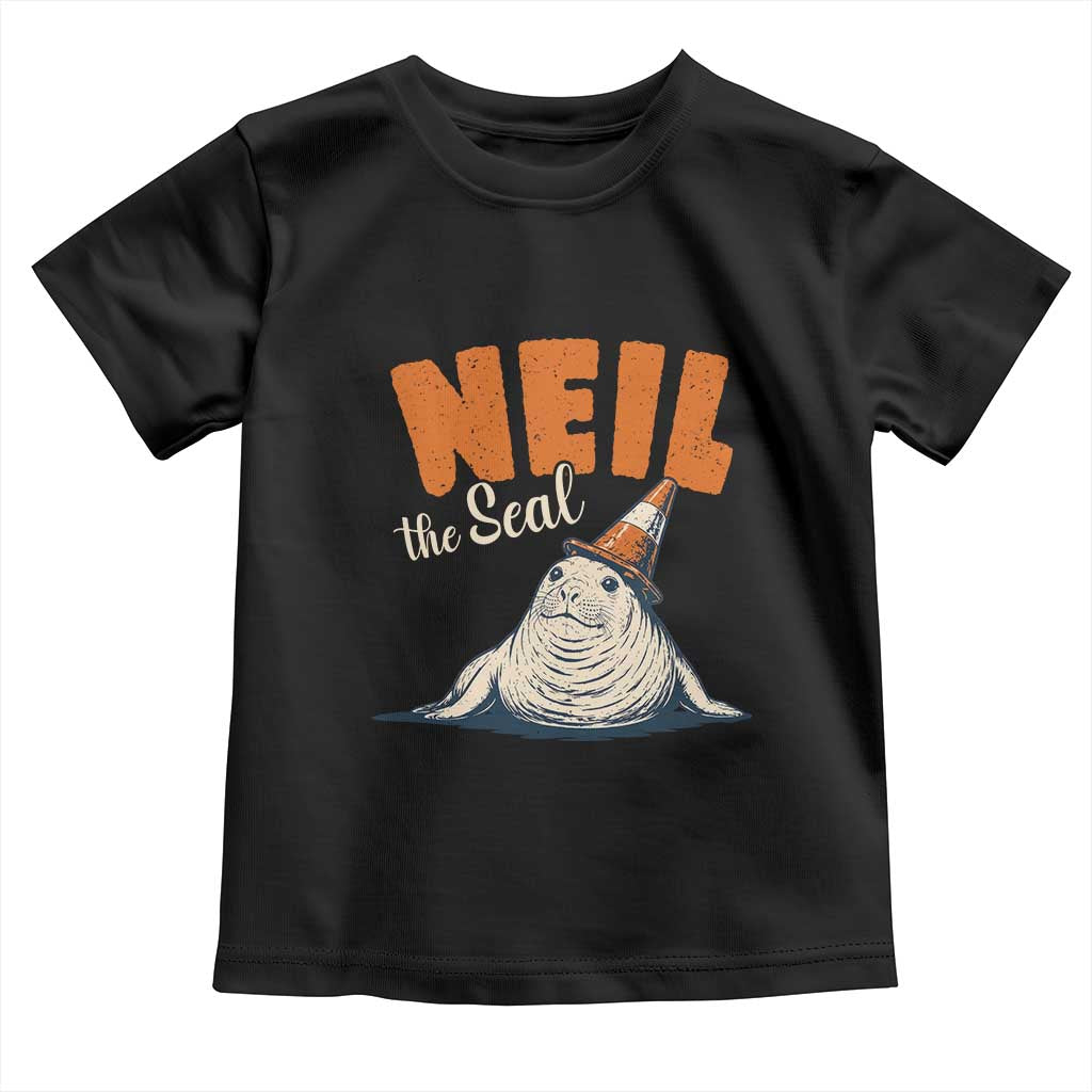 Vintage Neil the Seal Wearing Traffic Cone Hat Meme Toddler T Shirt Cute Retro Viral Chaotic Southern Elephant Seal