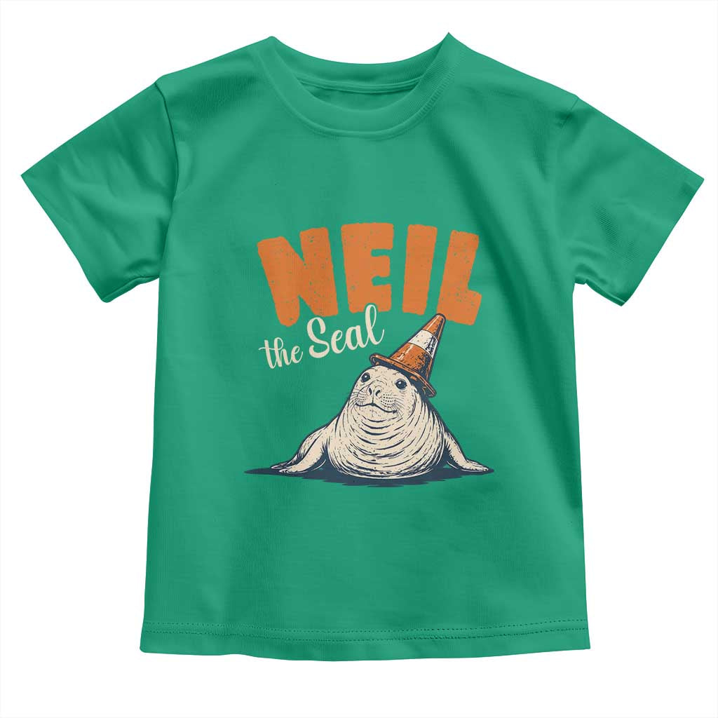 Vintage Neil the Seal Wearing Traffic Cone Hat Meme Toddler T Shirt Cute Retro Viral Chaotic Southern Elephant Seal